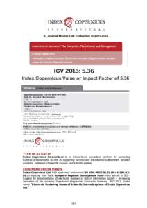 Index Copernicus Value or Impact Factor ofEditors and Addresses) (Senior Editor-in-Chief) (Editor-in-Chief) (Address)