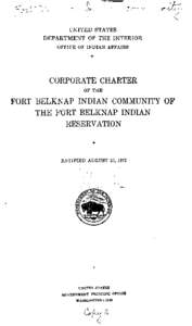 Corporate Charter of the Fort Belknap Indian Community of the Fort Belknap Indian Reservation