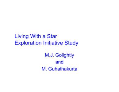 Living With a Star Exploration Initiative Workshop
