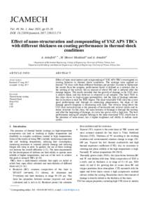 JCAMECH Vol. 49, No. 1, June 2018, ppDOI: jcamechEffect of nano-structuration and compounding of YSZ APS TBCs with different thickness on coating performance in thermal shock