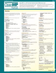 OpenMP API 3.1 Fortran	  Page 1 OpenMP 3.1 API Fortran Syntax Quick Reference Card ®