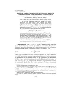 The Annals of Probability 1996, Vol. 24, No. 3, 1178–1218 RANDOM FOURIER SERIES AND CONTINUOUS ADDITIVE ´ FUNCTIONALS OF LEVY