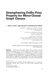 „ ´ Strengthening Erdos–Posa Property for Minor-Closed Graph Classes Fedor V. Fomin,1 Saket Saurabh,2 and Dimitrios M. Thilikos3