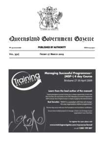 QueenslandGovernment Government Gazette Queensland Gazette PP[removed]