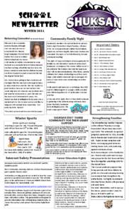 SCH L NEWSLETTER WINTER 2014 Returning	Counselor	by	Araceli	Suarez	 This year, a new counselor