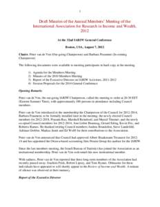 1  Draft Minutes of the Annual Members’ Meeting of the International Association for Research in Income and Wealth, 2012 At the 32nd IARIW General Conference