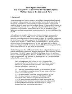 Inter-Agency Work Plan for Management of Terrestrial Invasive Plant Species on State Land in the Adirondack Park