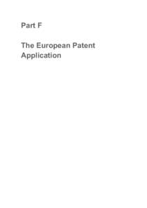 Part F: The European Patent Application