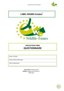 Questionnaire Bioregion  LABEL Wildlife Estates® APPLICATION FORM