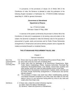 In pursuance, of the provisions of clause (3) of Article 348 of the Constitution of India, the Governor is pleased to order the publication of the following English translation of Notification No. 177/XXVII, Dehr