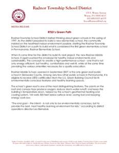 Radnor Township School District 135 S. Wayne Avenue Wayne, PA[removed][removed]x6119 [removed] MEDIA RELEASE
