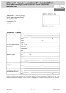 Formular UWD-US/E-34: Netzgeführte Photovoltaikanlage auf öffentlichen Gebäuden - Antrag auf Gewährung von Förderungsmitteln für die Sonderaktion PV-Kindergarten