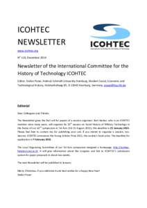 ICOHTEC NEWSLETTER www.icohtec.org No 116, DecemberNewsletter of the International Committee for the