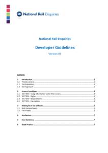 National Rail Enquiries  Developer Guidelines Version 05  Contents