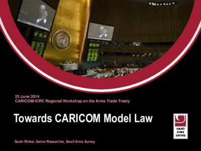 25 June 2014 CARICOM/ICRC Regional Workshop on the Arms Trade Treaty Towards CARICOM Model Law Sarah Parker, Senior Researcher, Small Arms Survey