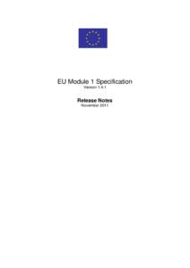 EU Module 1 Specification VersionRelease Notes November 2011