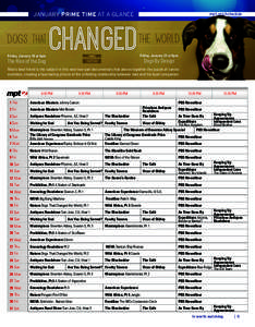 JANUARY PRIME TIME AT A GLANCE  DOGS THAT Friday, January 16 at 8pm  CHANGED