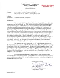 THE UNIVERSITY OF MICHIGAN REGENTS COMMUNICATION Approved by the Regents December 13, 2012