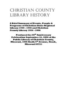 CHRISTIAN COUNTY LIBRARY HISTORY