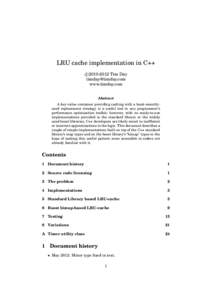 LRU cache implementation in C++ c 
2010-2012 Tim Day [removed] www.timday.com