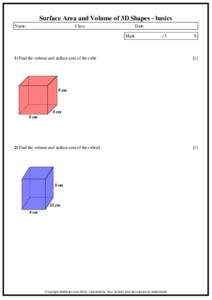 Surface Area and Volume of 3D Shapes - basics Name: Class:  Date:
