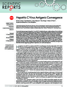 Hepatitis C Virus Antigenic Convergence SUBJECT AREAS: BIOINFORMATICS EVOLUTION COMPUTATIONAL BIOLOGY