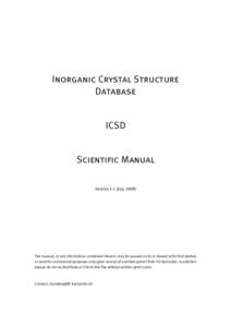 Inorganic Crystal Structure Database ICSD  Scientific Manual