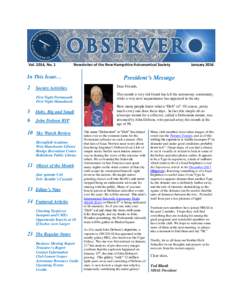 Vol. 2014, No. 1  Newsletter of the New Hampshire Astronomical Society In This Issue…