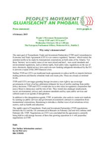 Press statement  www.people.ie 4 February 2015 People’s Movement Demonstration