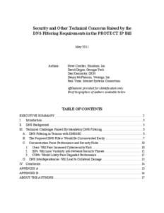 Security and Other Technical Concerns Raised by the DNS Filtering Requirements in the PROTECT IP Bill May 2011 Authors: