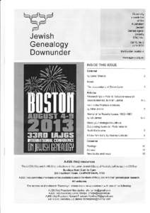 Jewish Genealogy Downunder INSIDE THIS ISSUE  The descendanls orS mon Levy