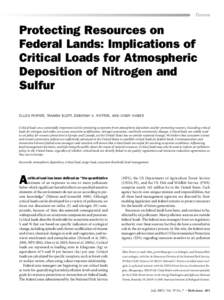 Protecting Resources on Federal Lands: Implications of Critical Loads for Atmospheric Depostion of Nitrogen and Sulfur