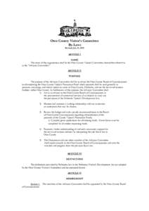 Otoe County Visitor’s Committee By-Laws Revised July 21, 2010 ARTICLE I NAME