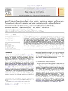 Identifying configurations of perceived teacher autonomy support and structure: Associations with self-regulated learning, motivation and problem behavior