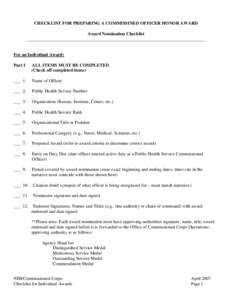 Individual Award Nomination Checklist