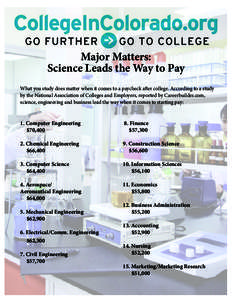 Major Matters: Science Leads the Way to Pay What you study does matter when it comes to a paycheck after college. According to a study by the National Association of Colleges and Employers, reported by Careerbuilder.com,
