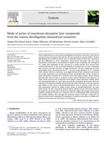 Mode of action of membrane-disruptive lytic compounds from the marine dinoflagellate Alexandrium tamarense