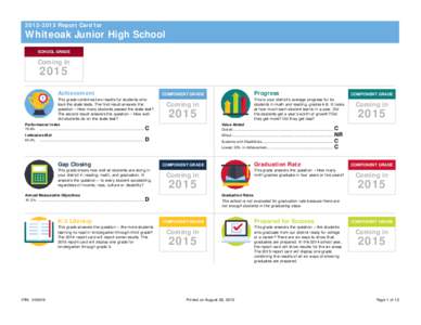 [removed]Report Card for  Whiteoak Junior High School SCHOOL GRADE  Coming in