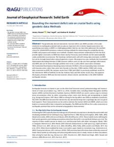 Journal of Geophysical Research: Solid Earth RESEARCH ARTICLE2017JB014300 Key Points: • The geodetic moment deﬁcit rate (MDR) measures earthquake potential