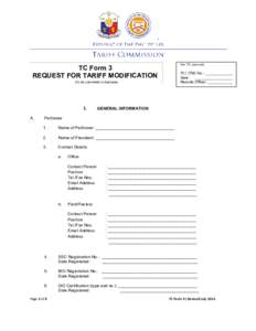 For TC use only  TC Form 3 REQUEST FOR TARIFF MODIFICATION  TCI (TM) No.: _____________