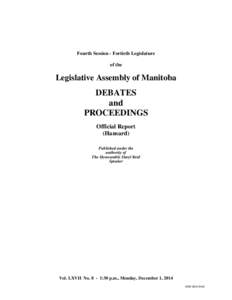Fourth Session - Fortieth Legislature of the Legislative Assembly of Manitoba  DEBATES