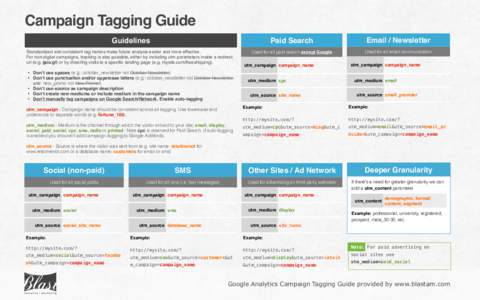 Campaign Tagging Guide Paid Search Email / Newsletter  Used for all paid search except Google