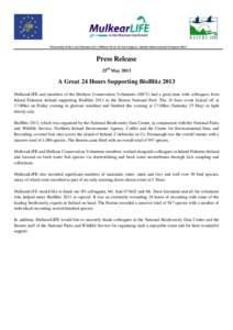 “Restoration of the Lower Shannon SAC (Mulkear River) for Sea Lamprey, Atlantic Salmon and the European Otter”  Press Release 25th May[removed]A Great 24 Hours Supporting BioBlitz 2013