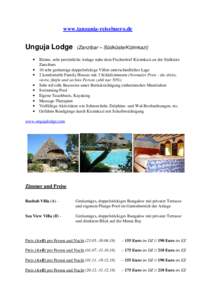 www.tanzania-reisebuero.de  Unguja Lodge • • •