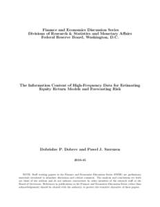 The Information Content of High-Frequency Data for Estimating Equity Return Models and Forecasting Risk