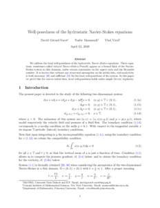 Well-posedness of the hydrostatic Navier-Stokes equations David G´erard-Varet∗ Nader Masmoudi†  Vlad Vicol‡