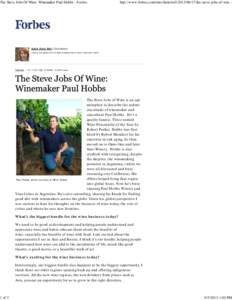 The Steve Jobs Of Wine: Winemaker Paul Hobbs - Forbes