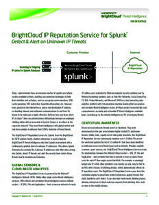 FOR ENTERPRISE  BrightCloud IP Reputation Service for Splunk ®  ®