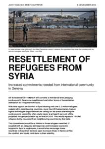 Resettlement of Refugees from Syria: Increased commitments needed from international community in Geneva