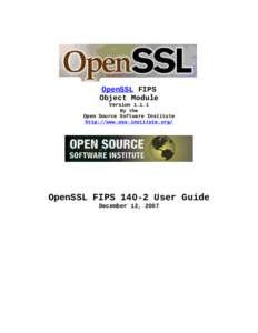 OpenSSL FIPS Object Module VersionBy the Open Source Software Institute http://www.oss-institute.org/